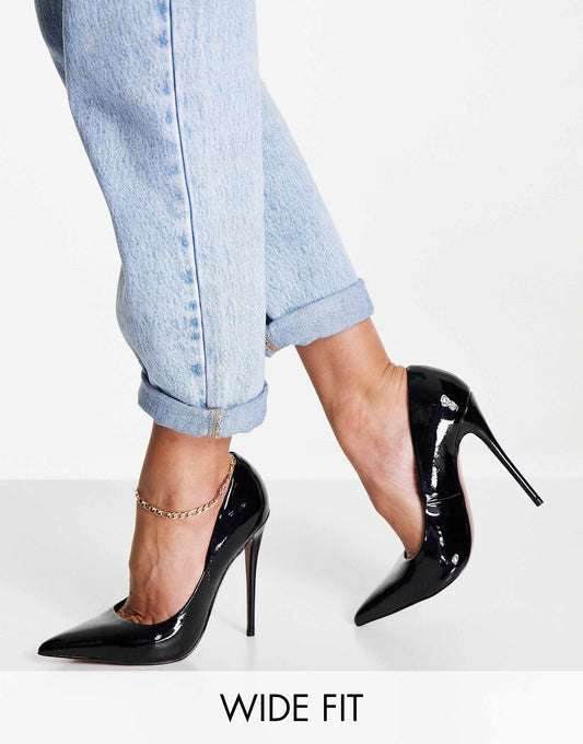 ASOS DESIGN Wide Fit Passion stiletto court shoes in black