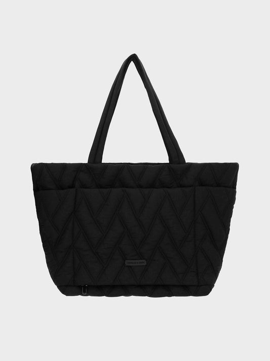 Nylon Chevron Tote Bag
- Jet Black