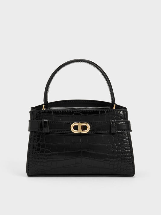 Aubrielle Croc-Effect Top Handle Bag
- Black