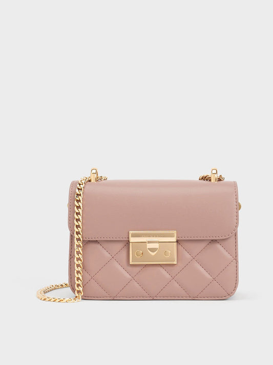 Quilted Push-Lock Chain-Handle Bag
- Blush