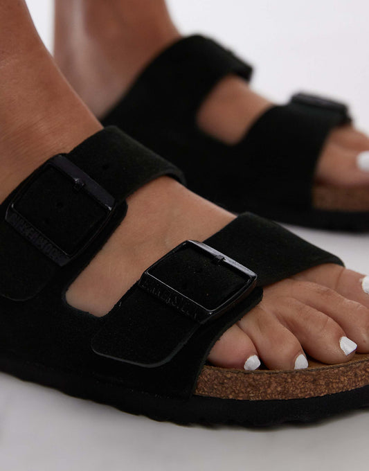Birkenstock Arizona suede flat sandals in black