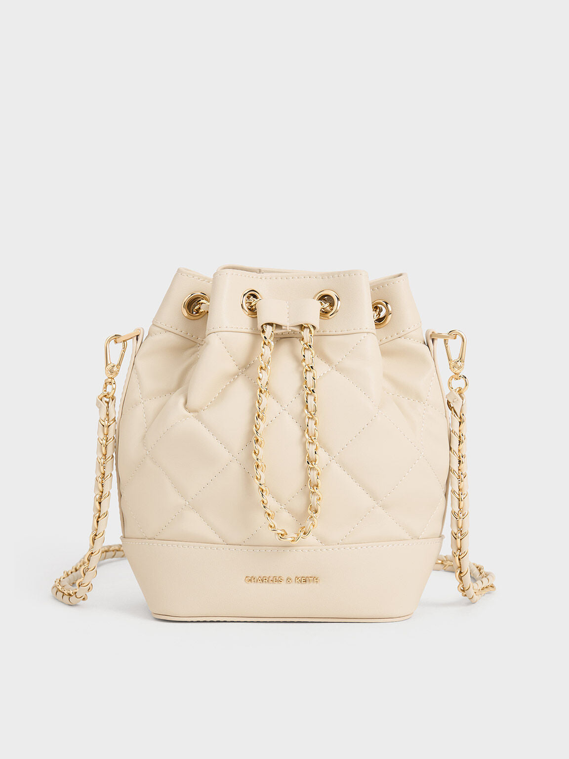 Julia Quilted Two-Way Bucket Bag
- Beige