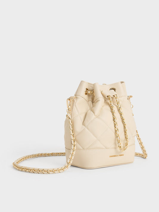 Julia Quilted Two-Way Bucket Bag
- Beige