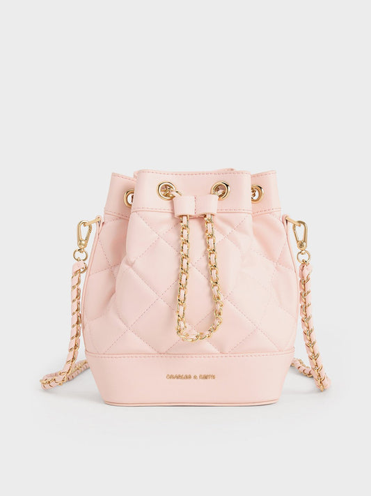 Julia Quilted Two-Way Bucket Bag
- Light Pink