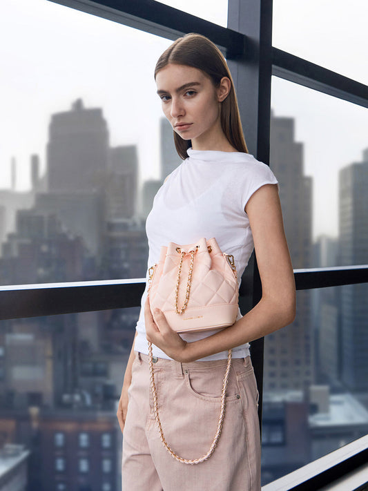 Julia Quilted Two-Way Bucket Bag
- Light Pink