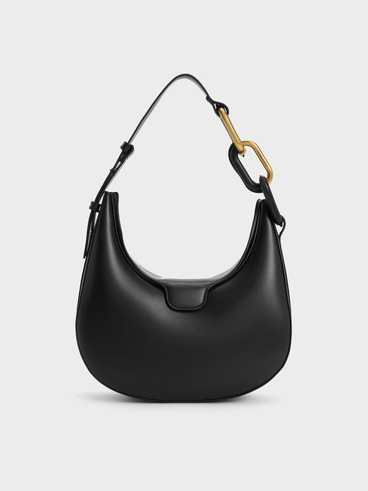 Kora Metallic-Accent Moon Bag
- Black