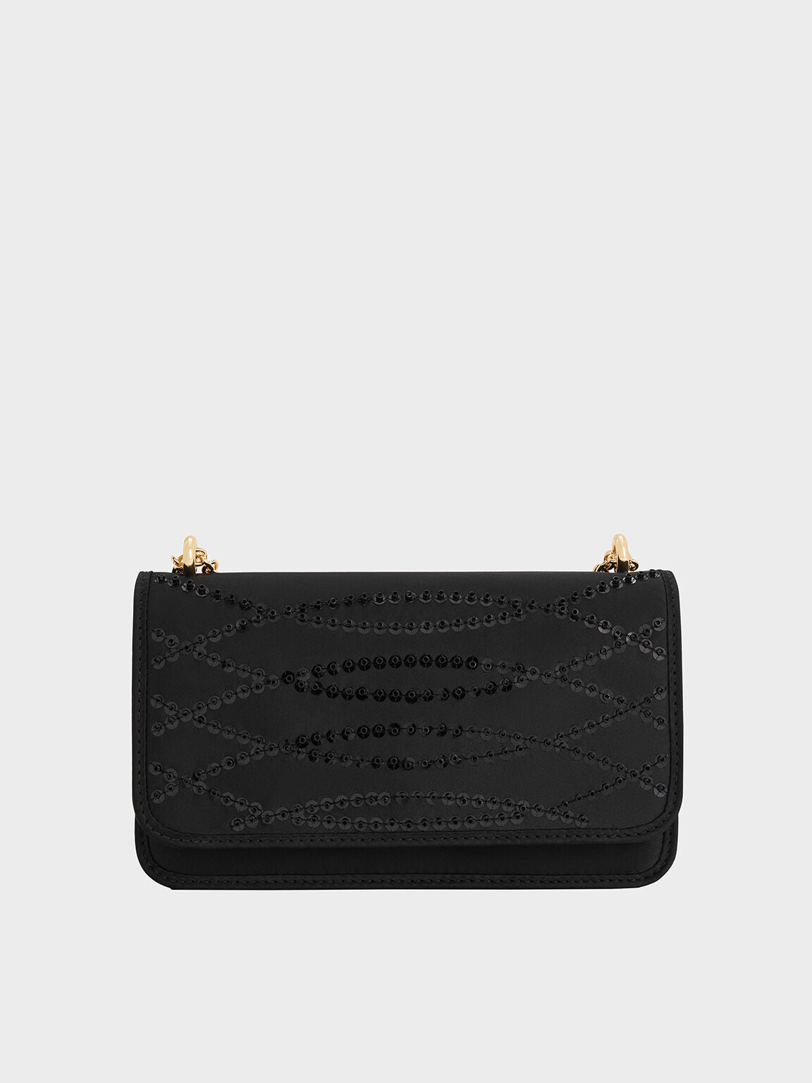 Satin Sequinned Chain-Handle Mini Bag
- Black