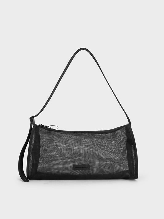 Mesh Elongated Shoulder Bag
- Jet Black