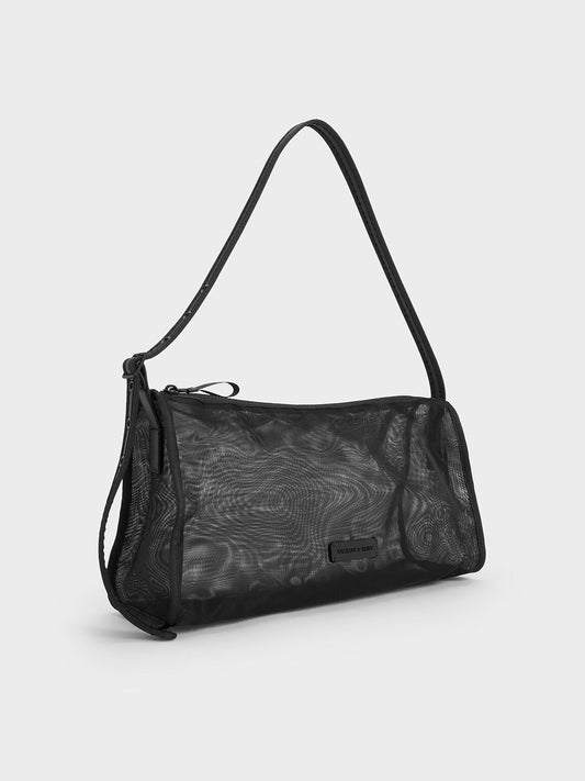 Mesh Elongated Shoulder Bag
- Jet Black