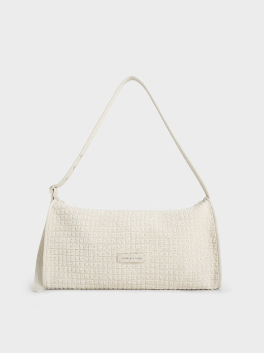 Textured Elongated Shoulder Bag
- Frosted White