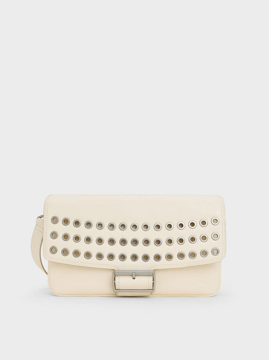 Liv Grommet Chain-Handle Shoulder Bag
- Cream