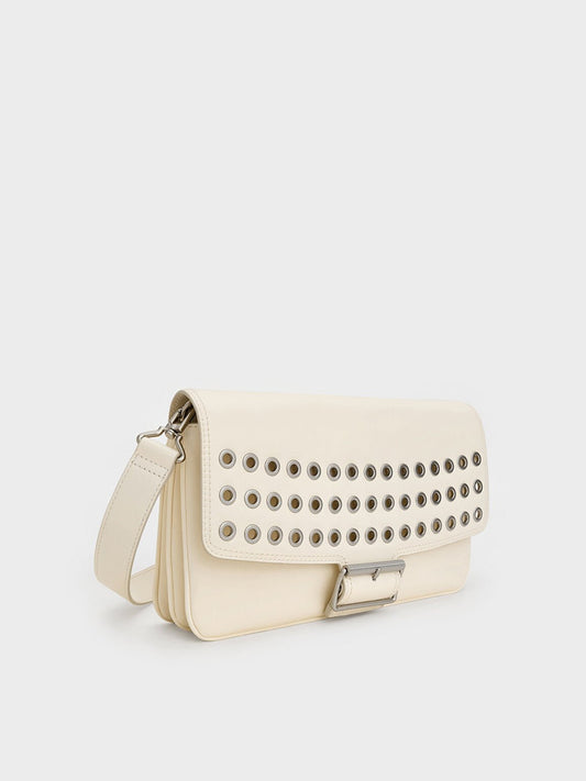 Liv Grommet Chain-Handle Shoulder Bag
- Cream