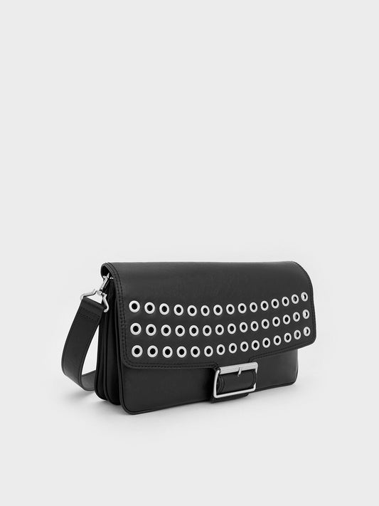 Liv Grommet Chain-Handle Shoulder Bag
- Noir