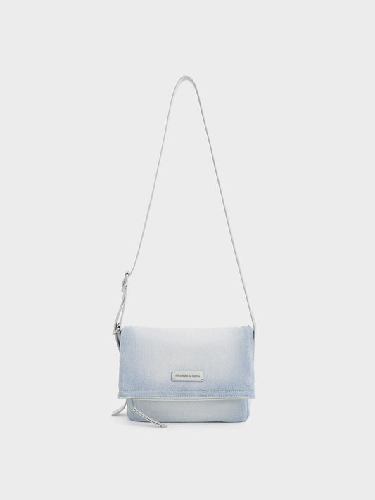 Ivette Denim Front Flap Crossbody Bag
- Light Washed Denim