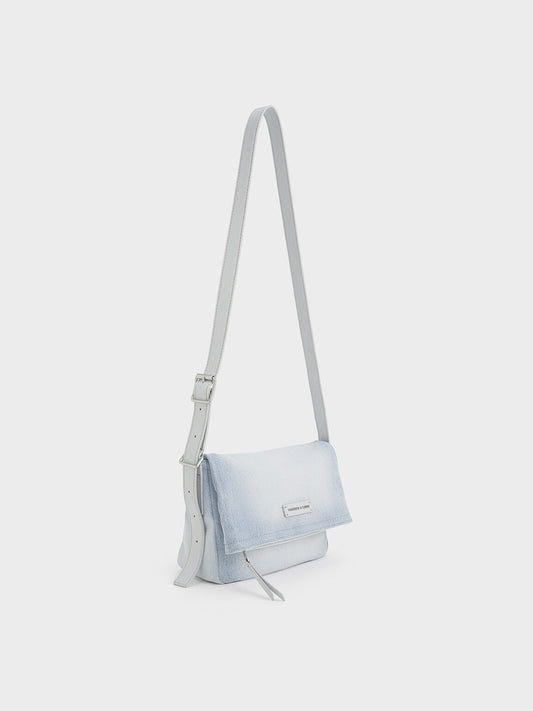 Ivette Denim Front Flap Crossbody Bag
- Light Washed Denim