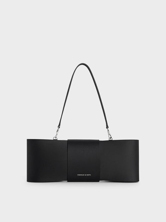 Satin Bow Elongated Shoulder Bag
- Noir