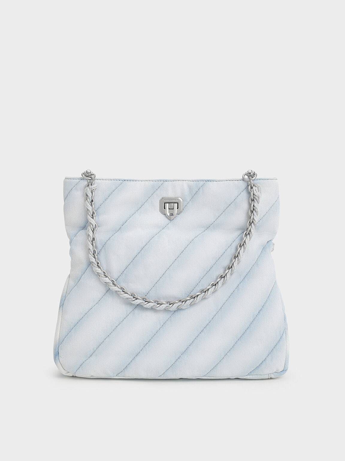 Fawn Denim Panelled Chain-Handle Shoulder Bag
- Light Washed Denim