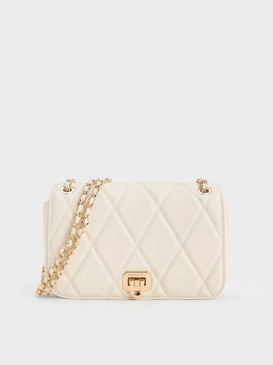 Arwen Diamond-Quilt Shoulder Bag
- Cream