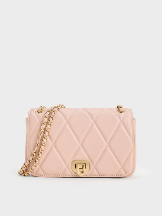 Arwen Diamond-Quilt Shoulder Bag
- Light Pink