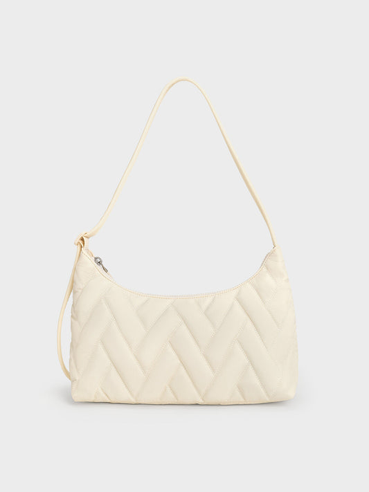 Nylon Chevron Shoulder Bag
- Cream