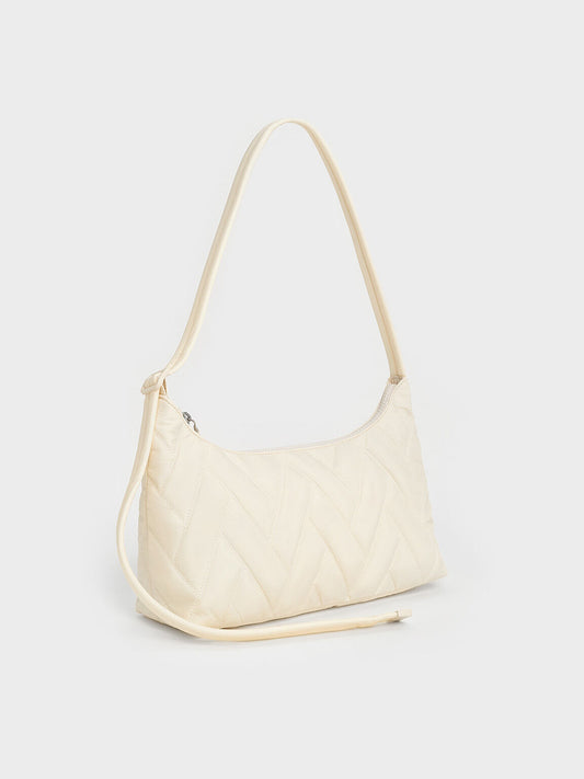 Nylon Chevron Shoulder Bag
- Cream