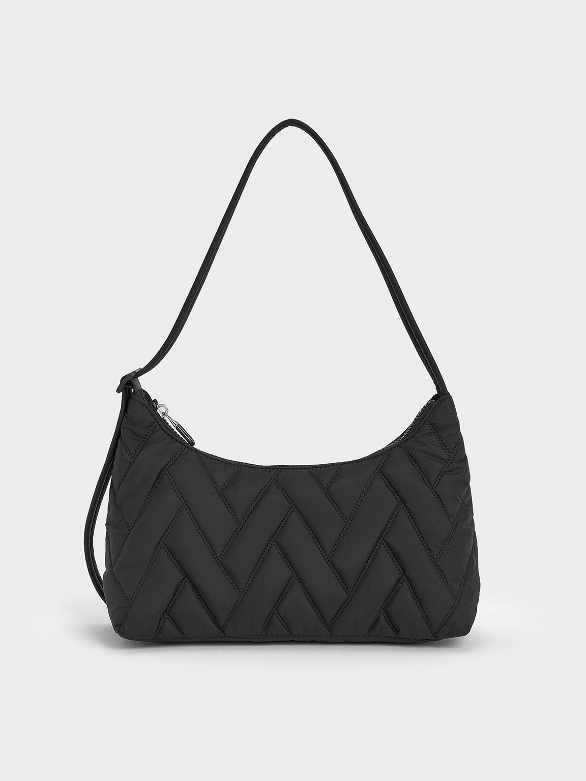 Nylon Chevron Shoulder Bag
- Jet Black