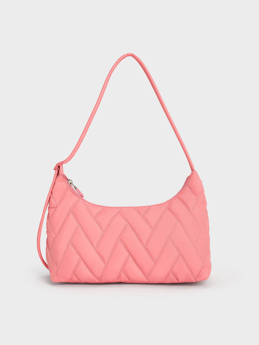 Nylon Chevron Shoulder Bag
- Guava Pink