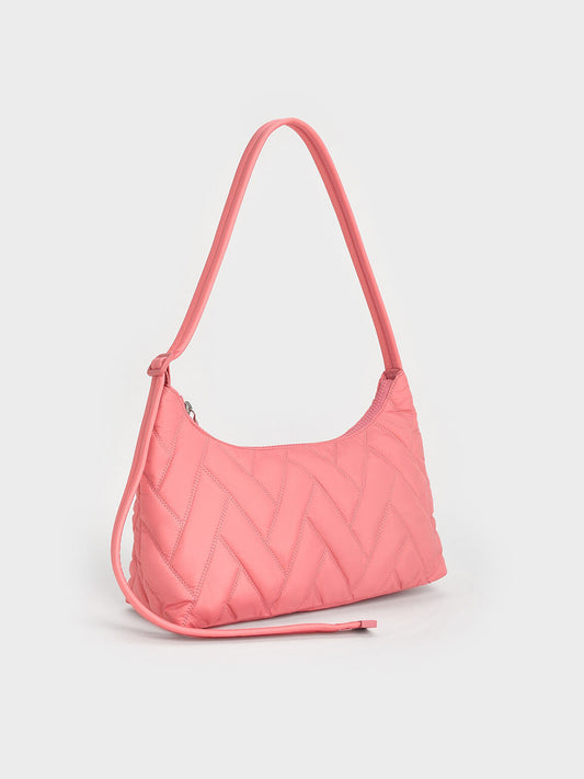 Nylon Chevron Shoulder Bag
- Guava Pink