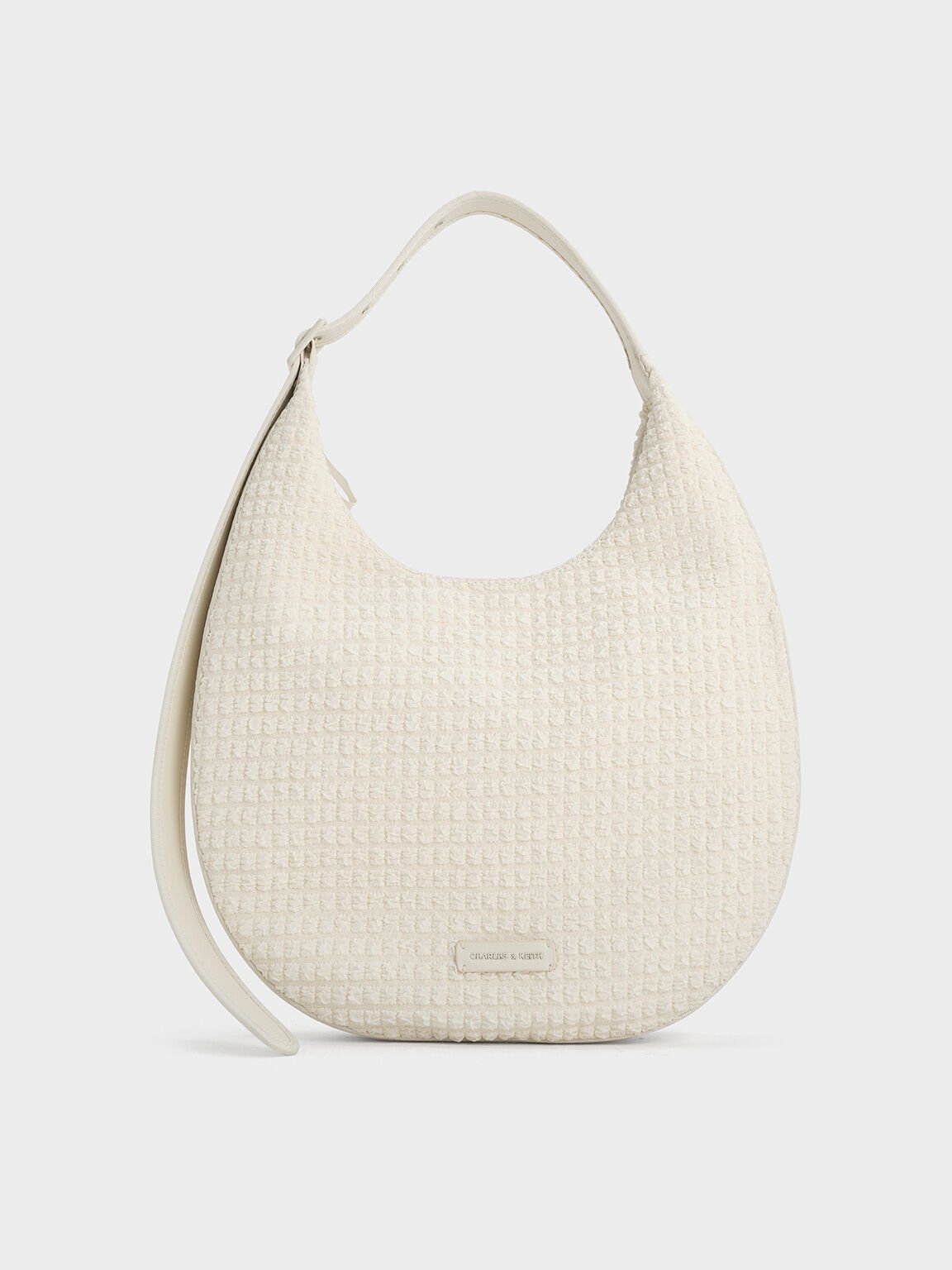 Textured Crescent Hobo Bag
- Frosted White