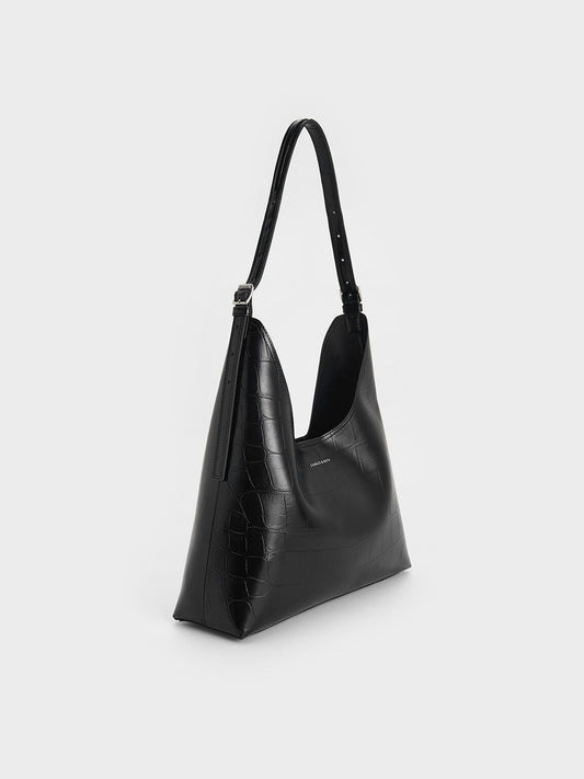 Liv Croc-Effect Hobo Bag
- Noir