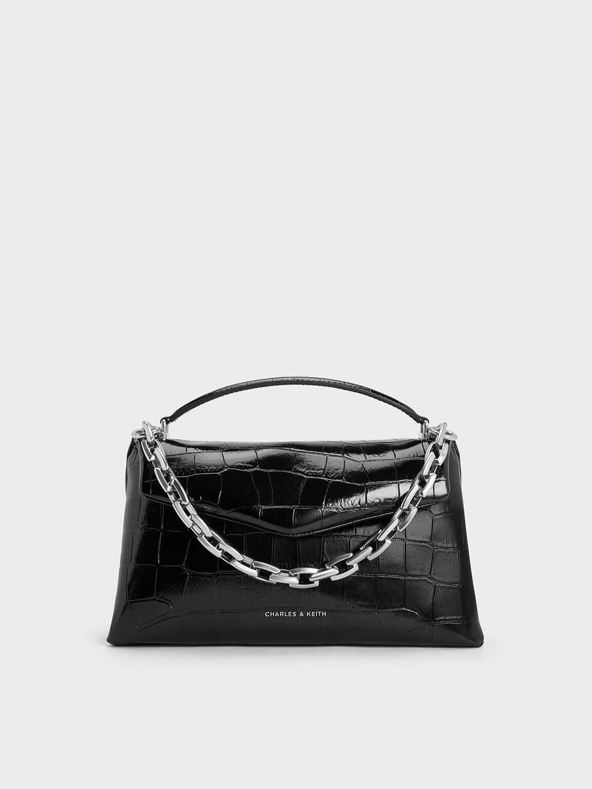 Andromeda Croc-Effect Chunky-Chain Top Handle Bag
- Noir