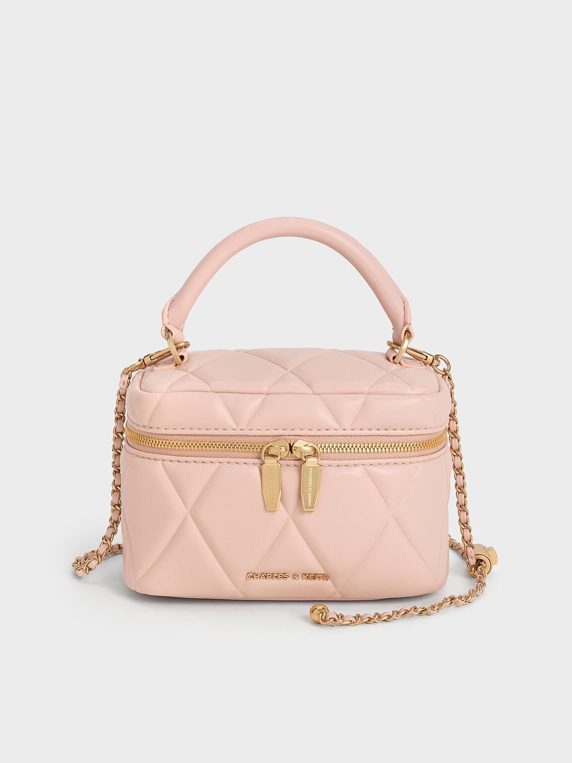 Arwen Quilted Top Handle Vanity Bag
- Light Pink