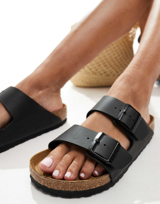 Birkenstock Arizona black flat sandals