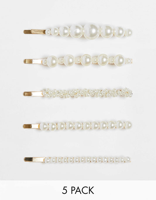 Easilocks Pearl Collection Fashion Hair Clip - 5 Pack