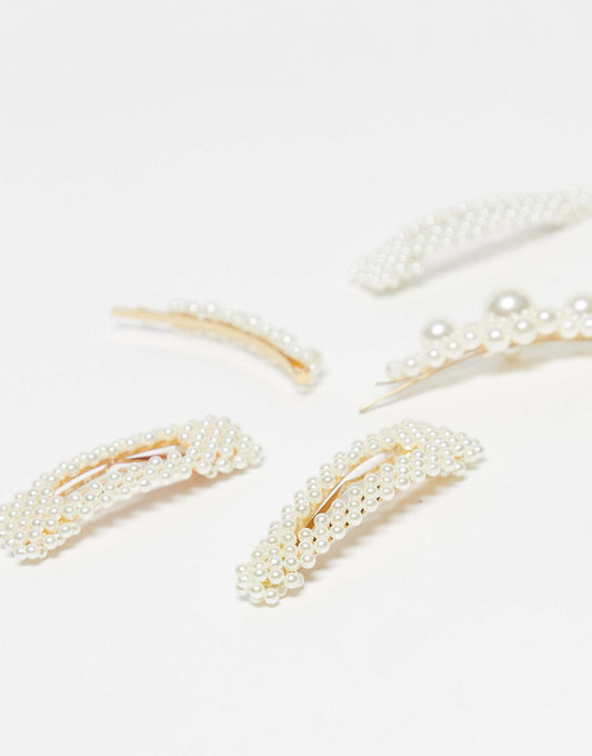 Easilocks Pearl Collection Fahion Hair Slides - 5 Pack