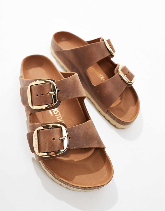 Birkenstock Arizona Big Buckle Sandals in Cognac Leather