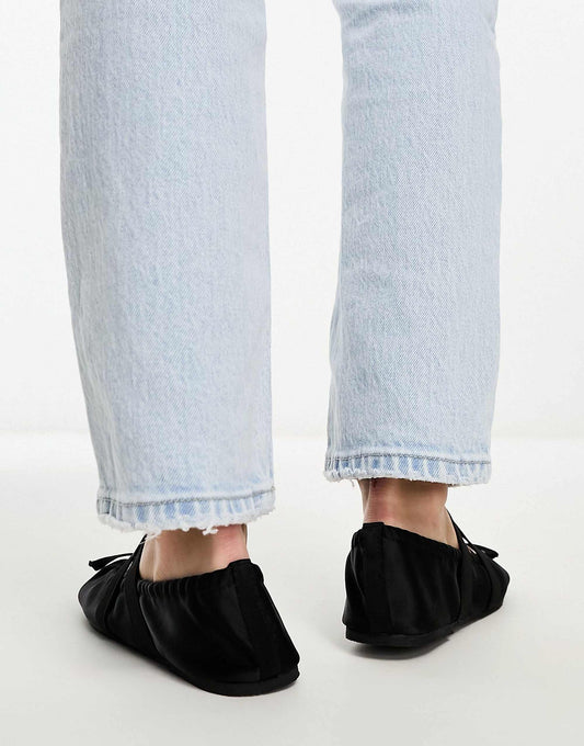 ASOS DESIGN Los Angeles ruched ballet in black satin