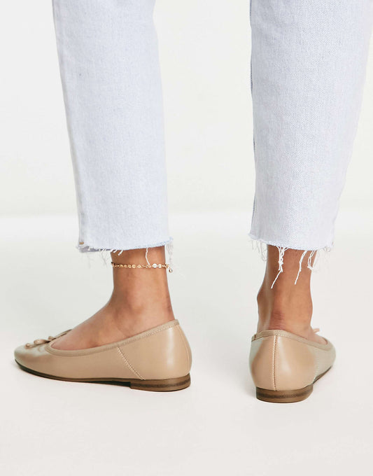 ASOS DESIGN Lullaby bow ballet in beige
