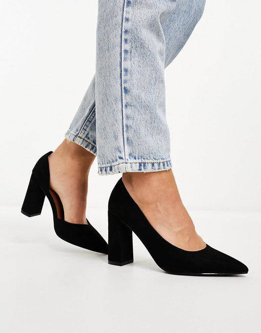 ASOS DESIGN Wide Fit Winston d'orsay high heeled shoes in black suedette