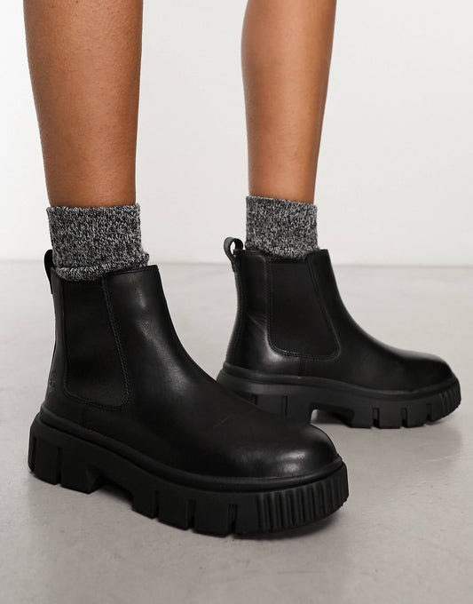 Timberland greyfield chelsea boots in black full grain leather
