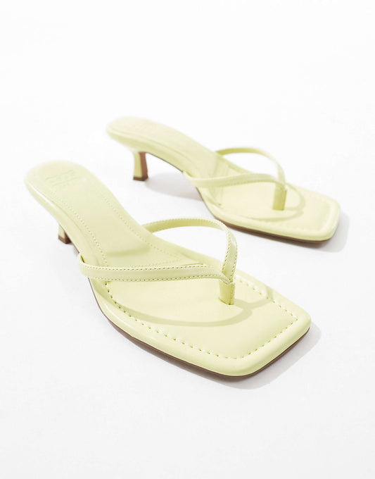 ASOS DESIGN Wide Fit Heatwave toe thong mid sandals in lemon