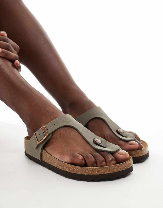 Birkenstock Gizeh birko-flor sandals in stone oiled leather