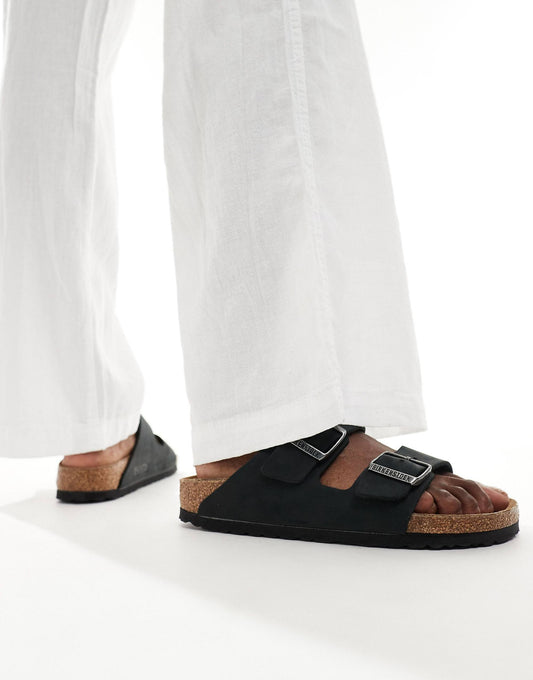 Birkenstock Arizona sandals in black oiled leather