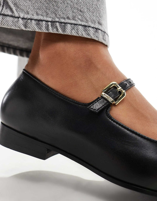 Walk London Bella ballerina shoe in black leather