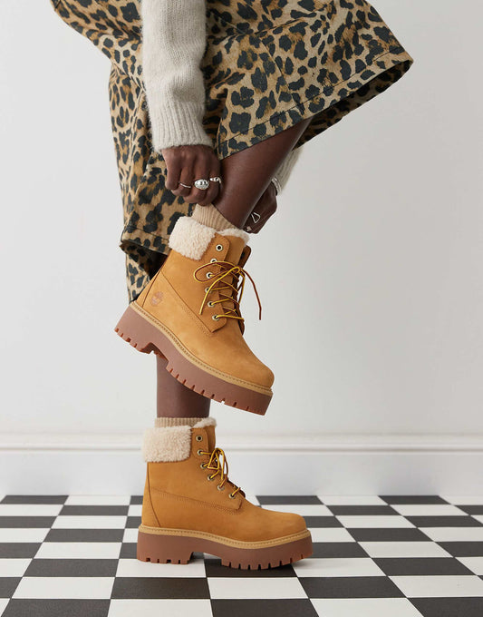 Timberland Stone Street 6 inch elevated lined boots in wheat nubuck