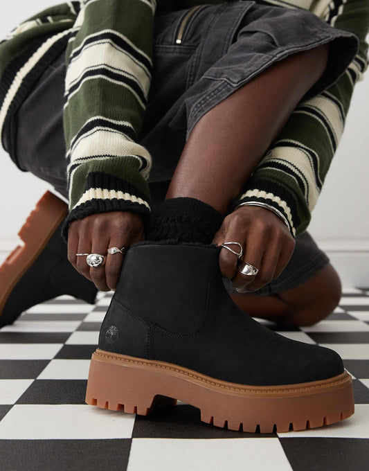 Timberland Stone Street elevated lined chelsea boots in black nubuck