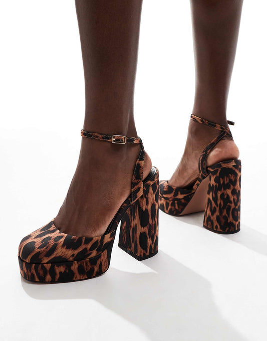 ASOS DESIGN Pressure platform high heeled shoes in leopard