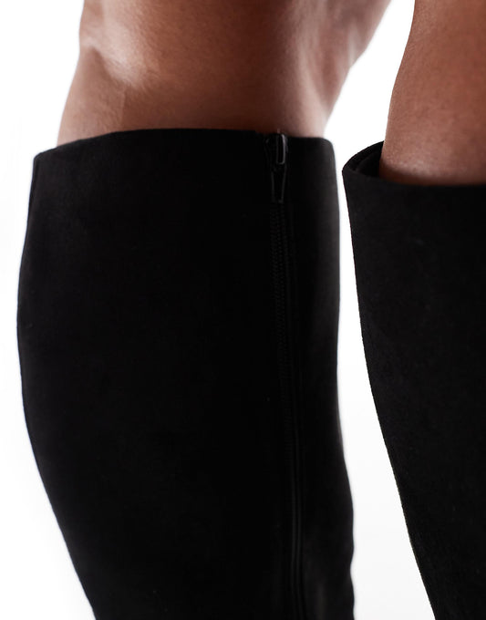 ASOS DESIGN Curve Ciara block heel knee boots in black