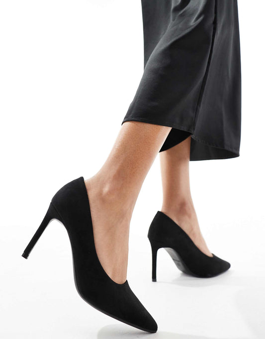 SEQWL pointed court shoes with stiletto heel in black