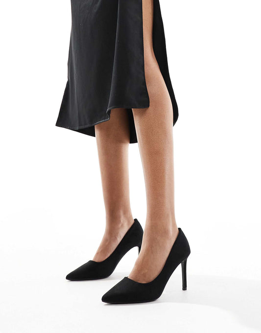 SEQWL pointed court shoes with stiletto heel in black